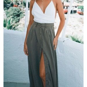 NWOT Pistola Maxi High Waisted Button Down Skirt Olive Green Size Small